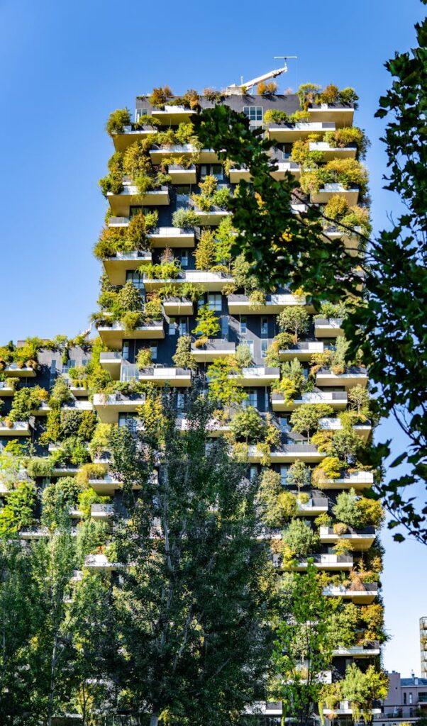Apartment Building with Many Plants on Balconies